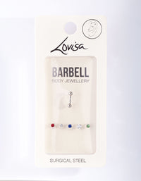 Surgical Steel Multi Stone Barbell Earrings - link has visual effect only