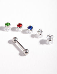 Surgical Steel Multi Stone Barbell Earrings - link has visual effect only