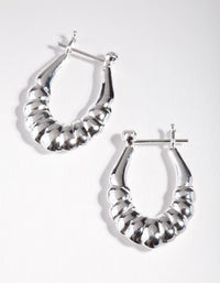 Sterling Silver Textured Creole Hoop Earrings - link has visual effect only
