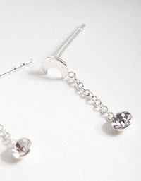 Sterling Silver Moon Diamante Chain Drop Earrings - link has visual effect only