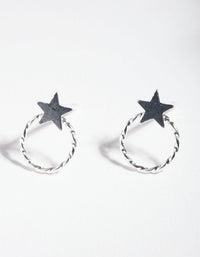 Sterling Silver Open Circle Star Stud Earrings - link has visual effect only