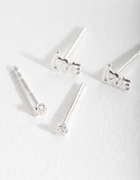 Sterling Silver Cubic Zirconia Love Stud Pack - link has visual effect only