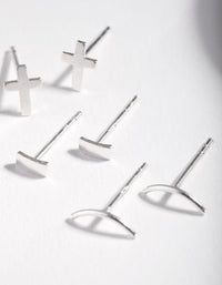 Sterling Silver Square Cross Stud Earring Pack - link has visual effect only