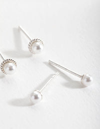 Sterling Silver Pearl Pack Stud Earrings - link has visual effect only