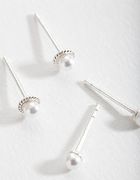 Sterling Silver Pearl Pack Stud Earrings - link has visual effect only