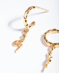 Gold Plated Sterling Silver Textured Snake Huggie Earrings - link has visual effect only