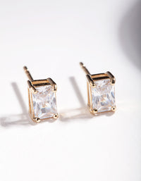 Gold Plated Sterling Silver 1 Carat Baguette Stud Earrings - link has visual effect only
