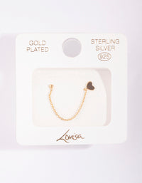 Gold Plated Sterling Silver Heart Chain Double Stud Earring - link has visual effect only