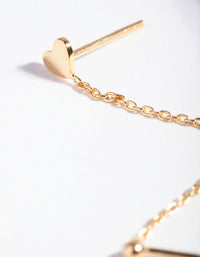 Gold Plated Sterling Silver Heart Chain Double Stud Earring - link has visual effect only