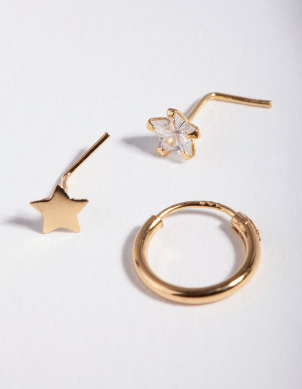 Gold Plated Sterling Silver Star Nose Jewellery Pack