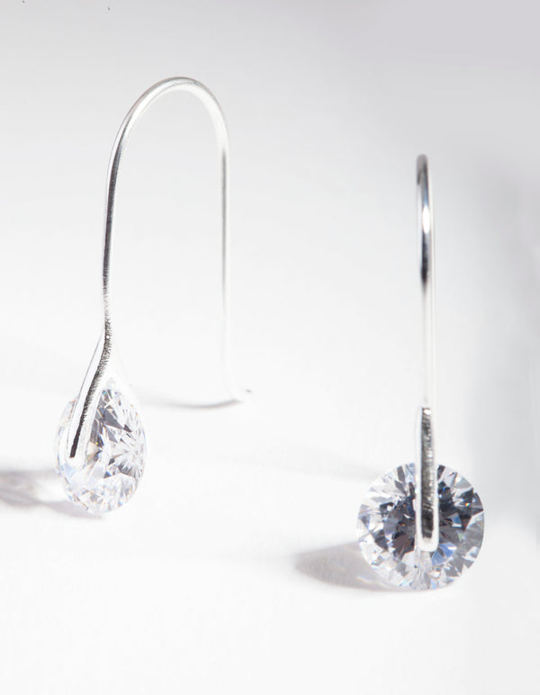 Sterling Silver Cubic Zirconia Drop Hook Earrings
