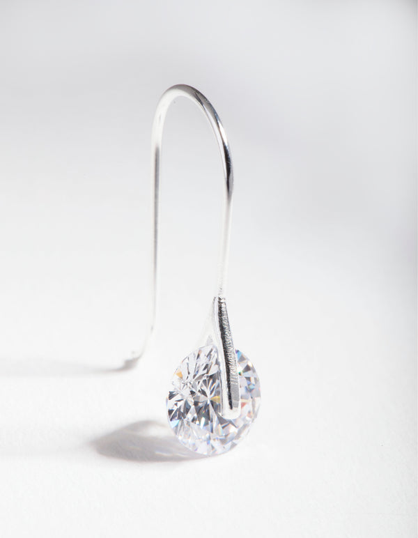 Sterling Silver Cubic Zirconia Drop Hook Earrings