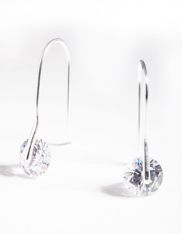 Sterling Silver Cubic Zirconia Drop Hook Earrings