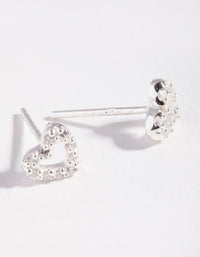 Sterling Silver Cubic Zirconia Pave Open Heart Stud Earrings - link has visual effect only