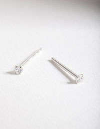 Sterling Silver Micro Cubic Zirconia Stud Earrings - link has visual effect only