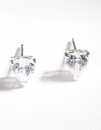 Sterling Silver Cubic Zirconia Heart Stud Earrings - link has visual effect only