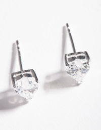 Sterling Silver Cubic Zirconia Heart Stud Earrings - link has visual effect only