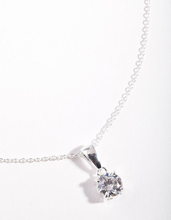 Sterling Silver Cubic Zirconia 1 Carat Bale Necklace