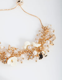 Gold Flower Pearl Bracelet - link has visual effect only