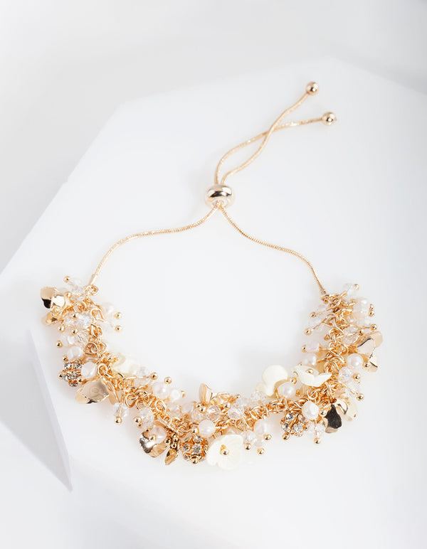 Gold Flower Pearl Bracelet