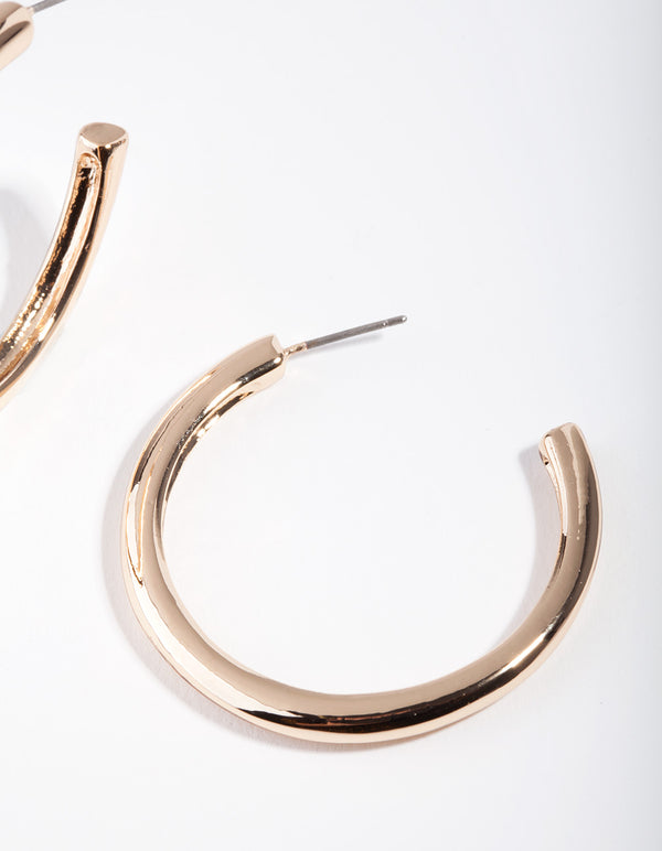 Gold Rounded C Hoop Earrings