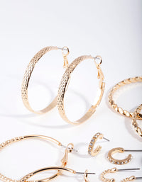 Gold Etched Twist Hoop Earring 6-Pack - link has visual effect only