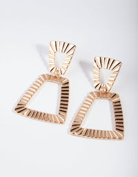 Gold Ribbed Trapeze Earrings - link has visual effect only