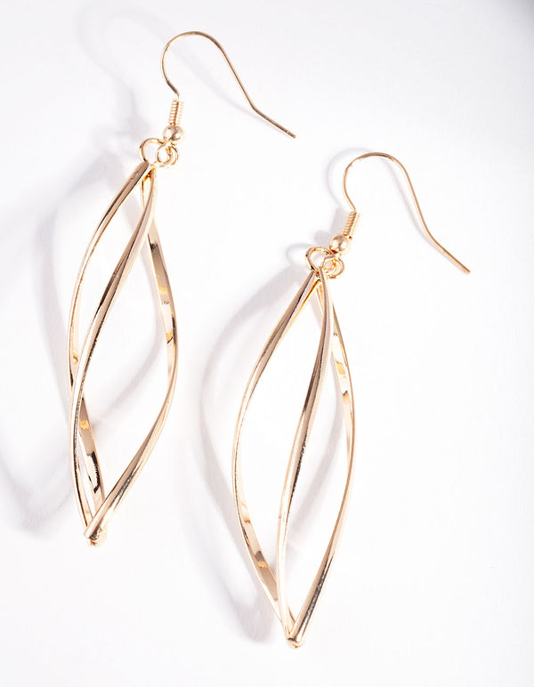 Gold Open Geometric Pod Earrings