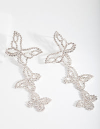 Silver Triple Butterfly Diamante Earrings - link has visual effect only