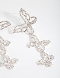 Silver Triple Butterfly Diamante Earrings - link has visual effect only