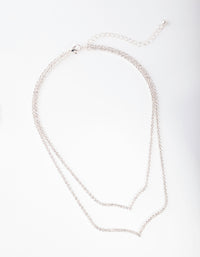 Silver Diamante Double Row Point Necklace - link has visual effect only