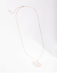 Rose Gold Wire Wrapped Rose Quartz Necklace - link has visual effect only