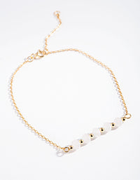Gold Plated Sterling Silver Rose Quartz Facet Bead Bracelet - link has visual effect only