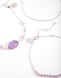 Silver Mixed Amethyst Anklet Pack - link has visual effect only