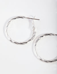 Silver Small Texture Wrapped Hoop Earrings - link has visual effect only