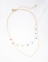 Gold Mini Rainbow Diamante Layered Necklace - link has visual effect only