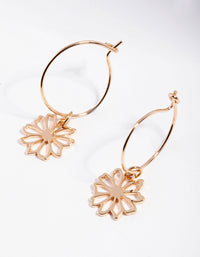 Gold Dainty Flower Hoop Earrings - link has visual effect only
