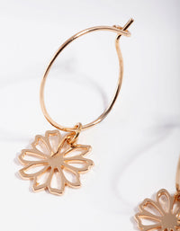 Gold Dainty Flower Hoop Earrings - link has visual effect only