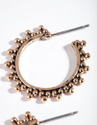 Antique Gold Bohemian Bead Hoop Earrings - link has visual effect only
