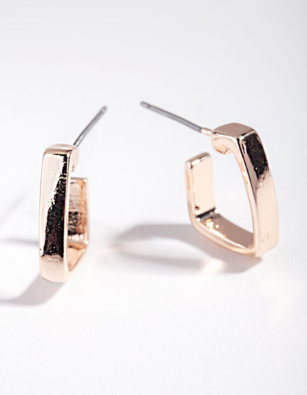 Rose Gold Thick Square Hoop Earrings