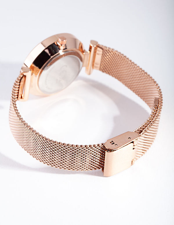 Rose Gold Facet Dial Watch