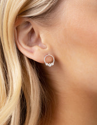 Sterling Silver Diamante Star Circle Stud Earrings - link has visual effect only