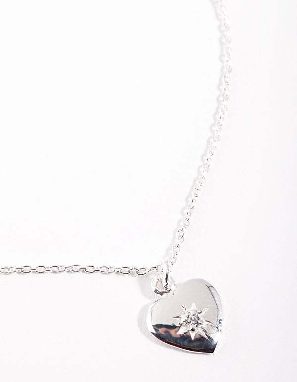 Sterling Silver Starburt Heart Necklace