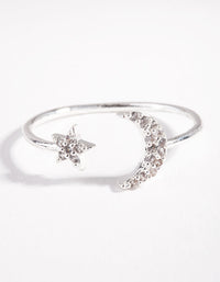 Silver Cubic Zirconia Moon & Star Ring - link has visual effect only