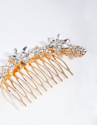 Gold Classic Diamante Flower Comb - link has visual effect only
