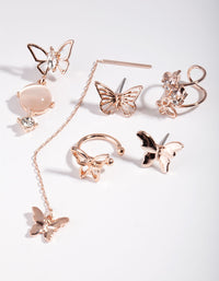 Rose Gold Multi Butterfly Earring 6-Pack - link has visual effect only