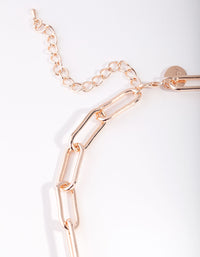 Rose Gold Rectangle Chain Link Necklace - link has visual effect only