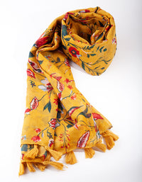 Mustard Floral Print Scarf - link has visual effect only