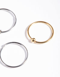 Mixed Metal Surgical Steel Simple Hoop Earring Pack - link has visual effect only