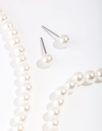 Kids Silver Classic Pearl Jewellery Set - link has visual effect only